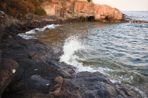 Waves crashing on Lake Superior